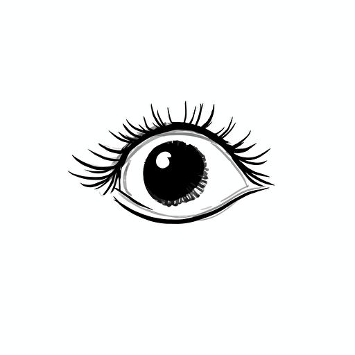 a basic, minimalistic eye from an oldschool. kids cartoon, vector black, background white