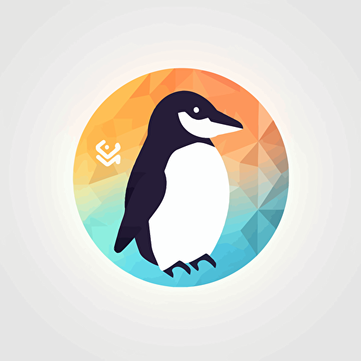 flat vector logo of crypto token, simple minimal, white background, penguin, dynamic