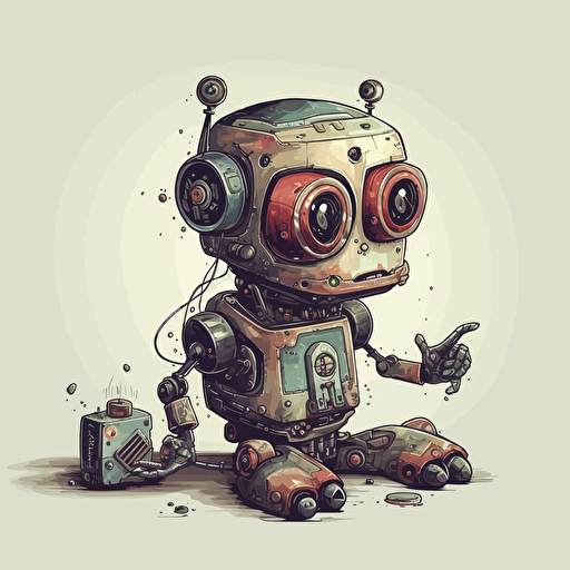 vector art cute data goblin :: 2 computer/robot :: 1
