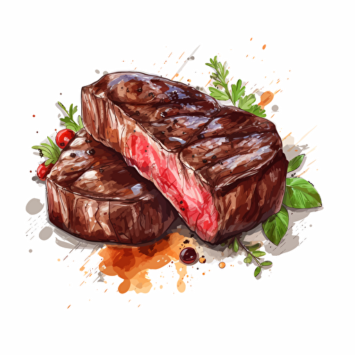 kobe steak, vector art, white background