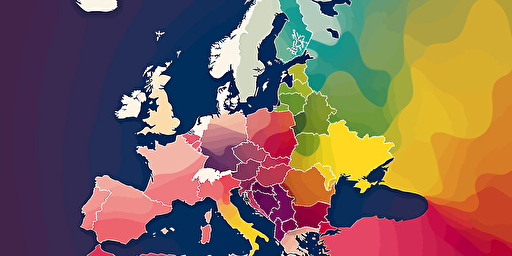 vector factual map of Europe, each country in a different colour,