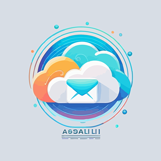 logo for a digital service sending messages to email addresses, modern, minimal, vector logo, flat with a bluish gradient on white background