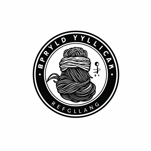 logo for knitting company called Reynsla, Black color, vector style, logo style, white background, png