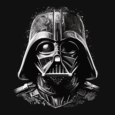 Darth vader pencil sketch vector design black background white pencil
