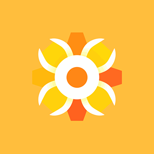 a flat vector logo for a sustainable machine brand, sun-powered, electric, minimal, by Ivan Chermayeff