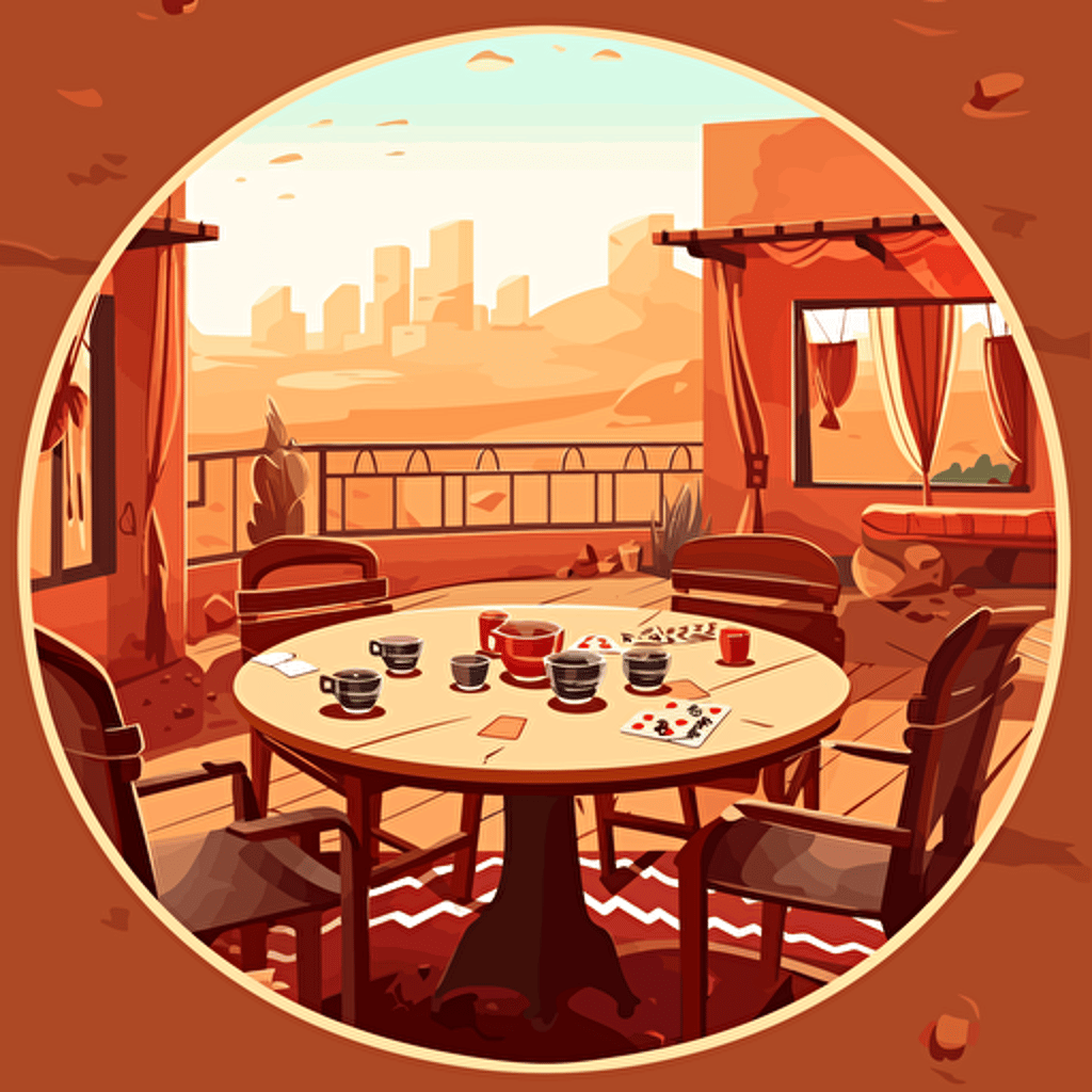 background vector image of table for card games in arabic coffee shops