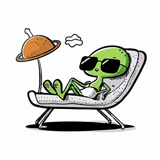 aliens are relaxing, vector, illustration, full color, hd, cartoon, contour, white background, simple illustration