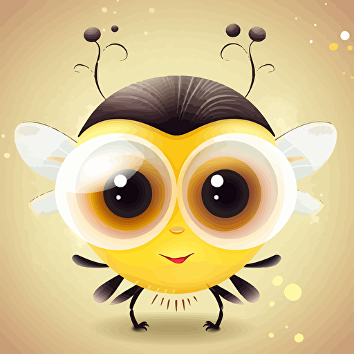 AI MAKE A CLIPART VECTOR CUTE YELLOW AND BLACK BEE WITH WITH BEAUTIFUL EYES AND LONG EYELASHES
