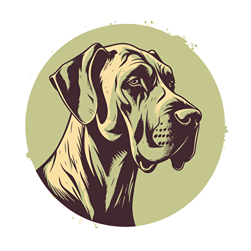 A vector logo of a Great Dane for a dog grooming business, simple, memorable, rugged, Tough, Outdoorsy, Unconventional, Adventurous, light green, brown