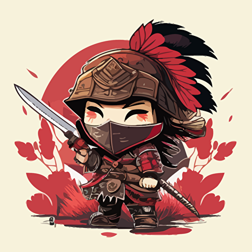 Samurai warrior, Kawaii style, vector, high quality