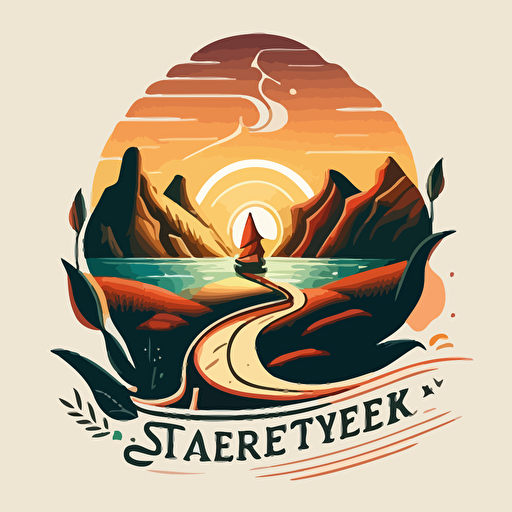 a seeker's journey. logotype, flat vector, simple.