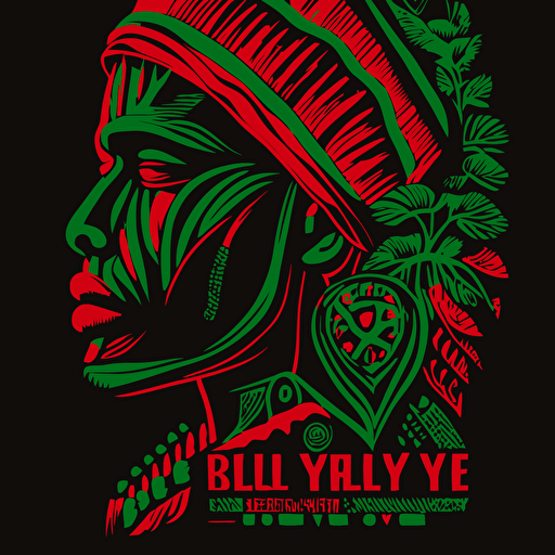 brooklyn view in a tribe called quest cover style, red and green on black background, vector illustrated, flat design