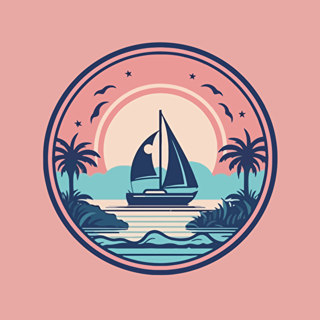 create minimalistic vector style logo for company bermies. Use color palette pink and blue. Should have no details. Sticker style. Nautical vibes. Island of Bermuda