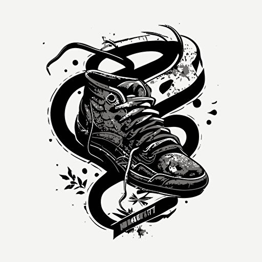 vector logo monotone color snake merging with sneaker shoes
