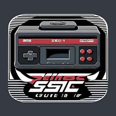 Design a vector image that pays homage to Sega's classic video game console, the Sega Genesis, with a design that features the console's iconic "16-Bit" logo. The logo should be surrounded by a clever pop culture reference that incorporates elements from Sega's classic games. The design should be done in three colors, with the "16-Bit" logo in white, and the pop culture reference and surrounding elements in contrasting colors that pop against a black or dark background.