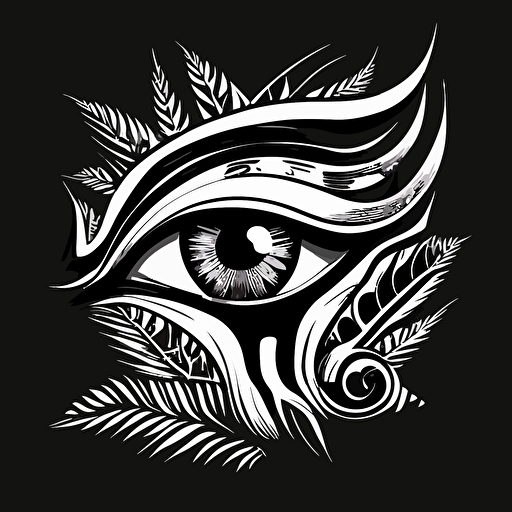 y2k anime eye of horus, black and white vector