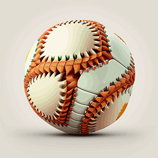 baseball ball, cartoonish, vector, white background