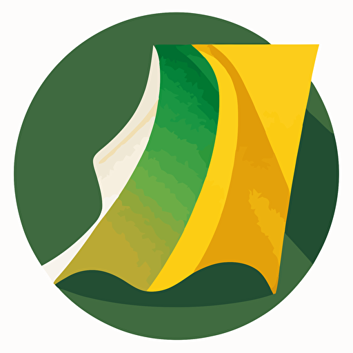 Flat vector logo of a fabric, green and yellow, trending on Dribble