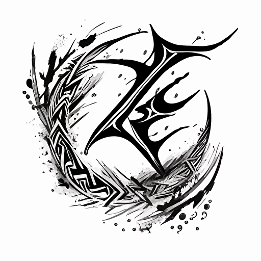 Hand drawn black and white sketch, vector, of slavic rune swarga, white background