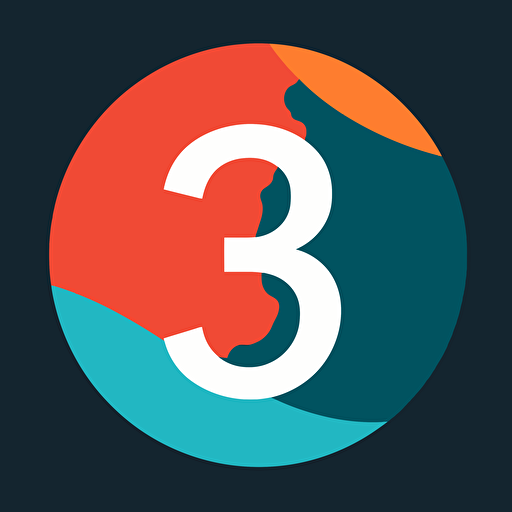 flat vector logo, number 3 type in front of earth, simple minimal, by Ivan Chermayeff