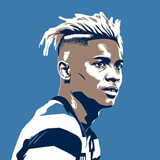 soccer player miller Bolaños of Emelec soccer team,DESIGN, POP COLORS, HALF TONE blue, gray and white vector style