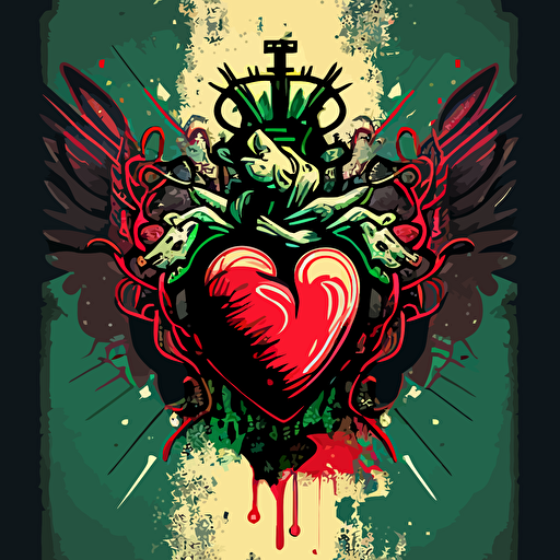 funny picture of a sacred heart for graffiti app, graffiti style, vector