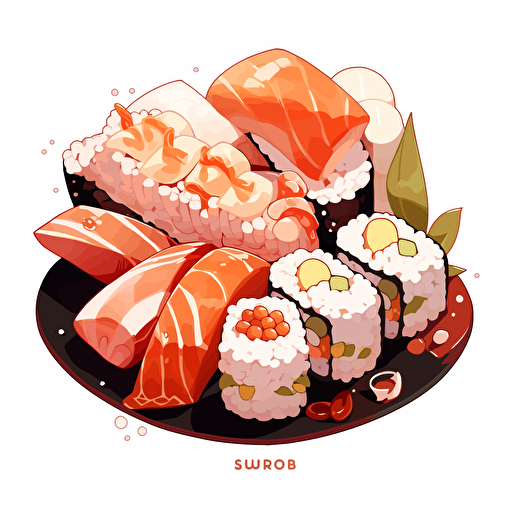 one sushi piece, vector art, white background