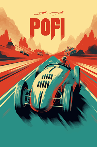 retro poster art, racing sport event from 1940's, minimalistic vector style,