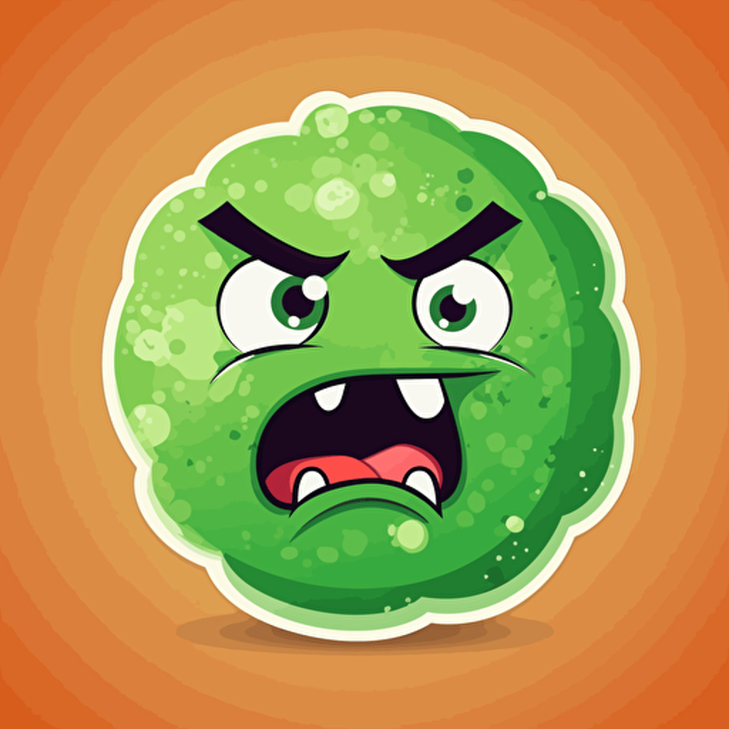 funny gum angry face, vector, sticker,