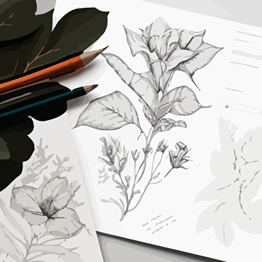 pdf vector drawing in fine line style botanicals
