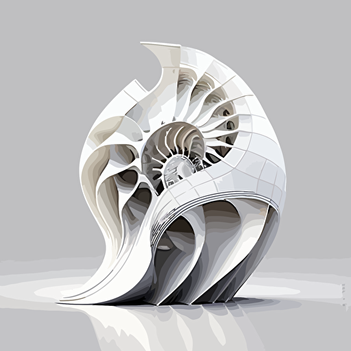 shell architecture, golden ratio, scheme, medium contrast, no burn highlights, flat white background, octane render, v-ray , vector art,