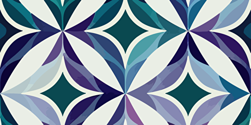 hexagonal vector style illustration, repeatable pattern, blue and purple and green, lino print, line detail, grainy texture