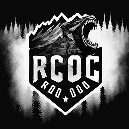 logo of a wild board roaring on a white background, "RC08" written on the white background , vector, black background, US ARMY WWII theme, high res