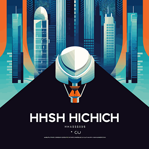 vector image. sleek modern tech company announcement teaser poster. The company name is HSH and the date is June 15th.