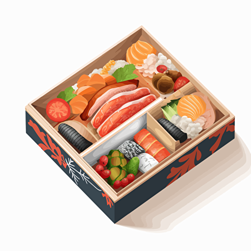 bento box, vector art, white background
