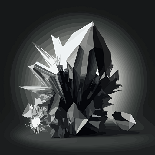 recharging crystal, black and white, vector, flat, svg