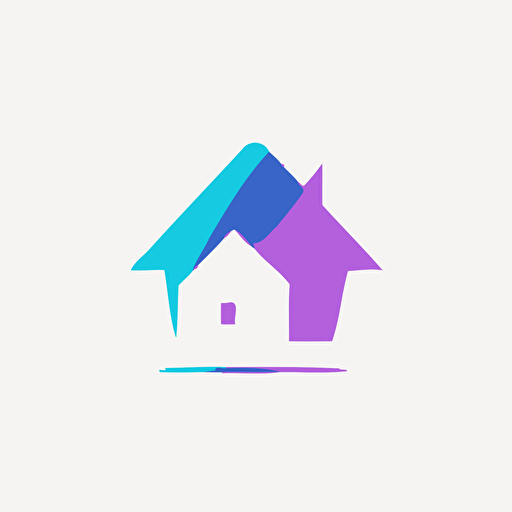 Logo house use the colors purple pink and blue only on white background modern vectorized simple logo