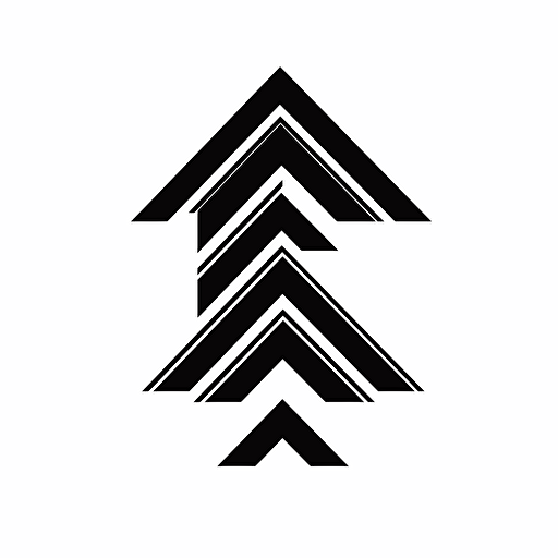 retro , pictorial , pixel iconic logo of upward diagonal arrow showing upward trends in an hexagon , black vector, on white background