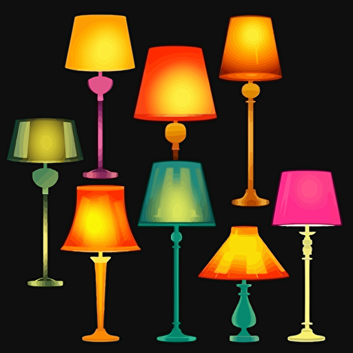 lamp set, bright colors, vector