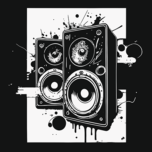 BLACK AND WHITE HAND DRAWN SPEAKERS VECTOR DOODLE