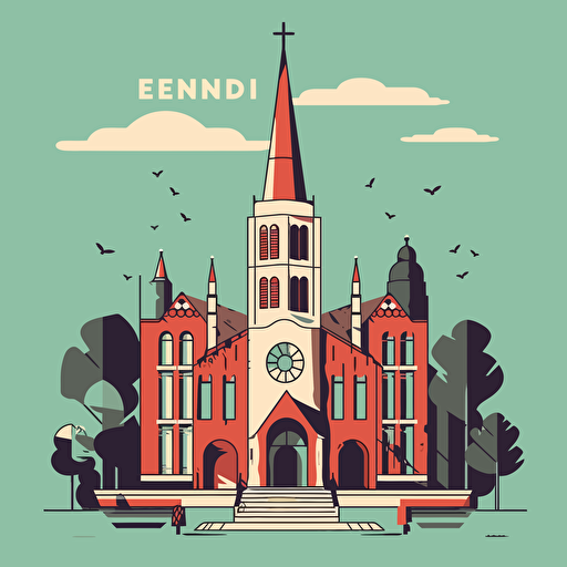 eindhoven city, mondo poster style, minimal vector illustration, 5 flat colours
