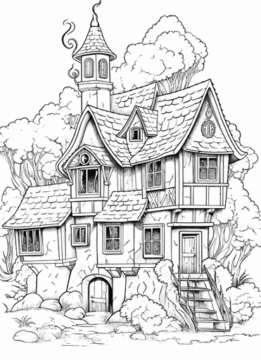 2d illustration, simple vector calm coloring page