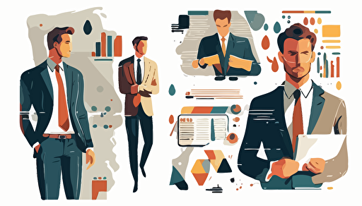 Business Illustration Vectors, white background,