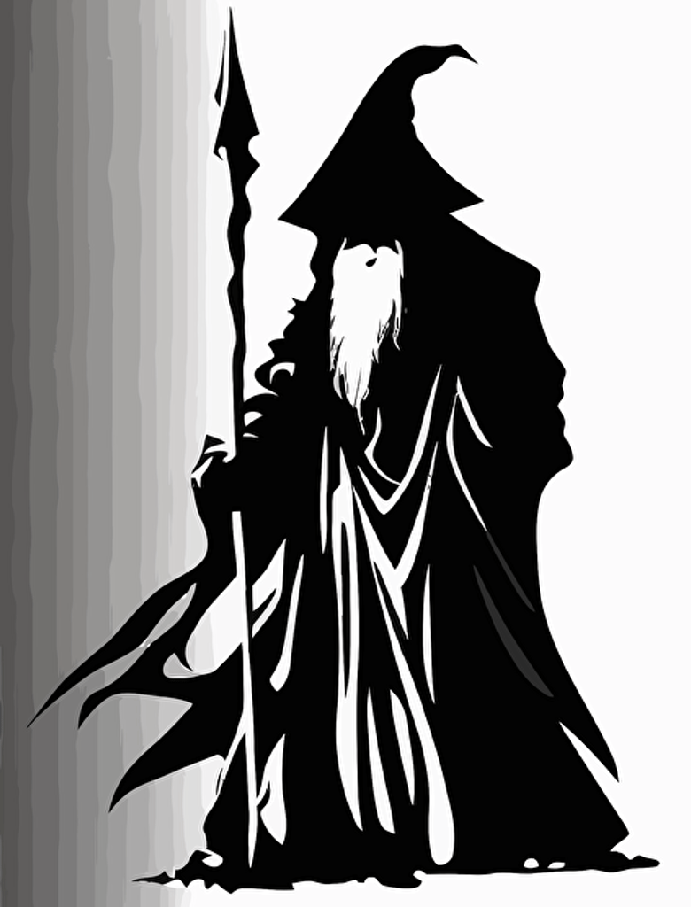 simple wizard, black vector, white background,