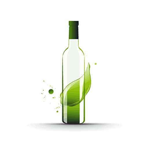 bottle, white wine, logo, simple, vector, white background, modern, green