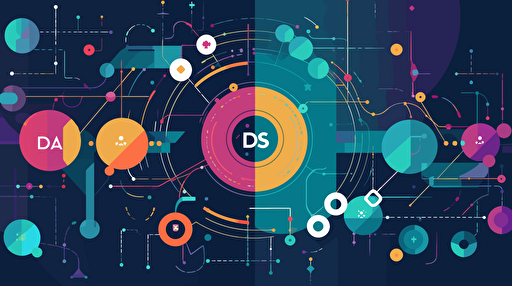 Introduction to DAOs: The Future of Decentralised Organizations and blockchain, vector illustration, flat, logo, bright colours
