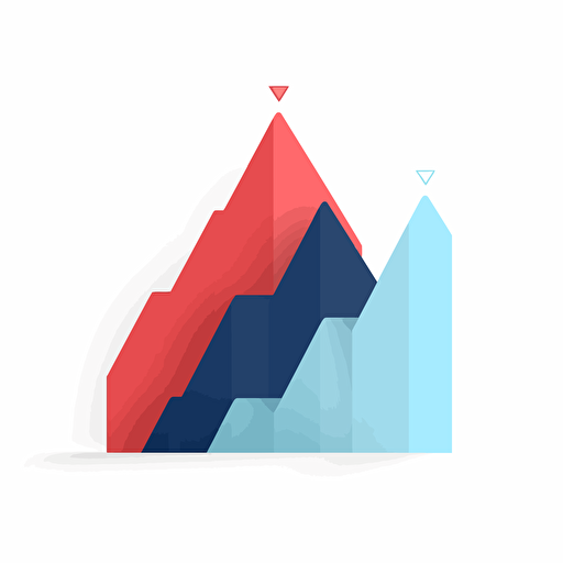 stacked line chart. logo, blue and red, white background, paperwhite, vector