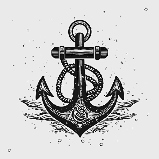 black minimalist anchor, vector, 2d, lineart, white background
