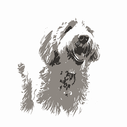 happy labradoodle dog, vector art, white background