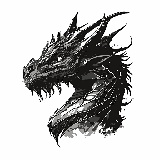 black and white vector art style, friendly dragon, 2d, white background